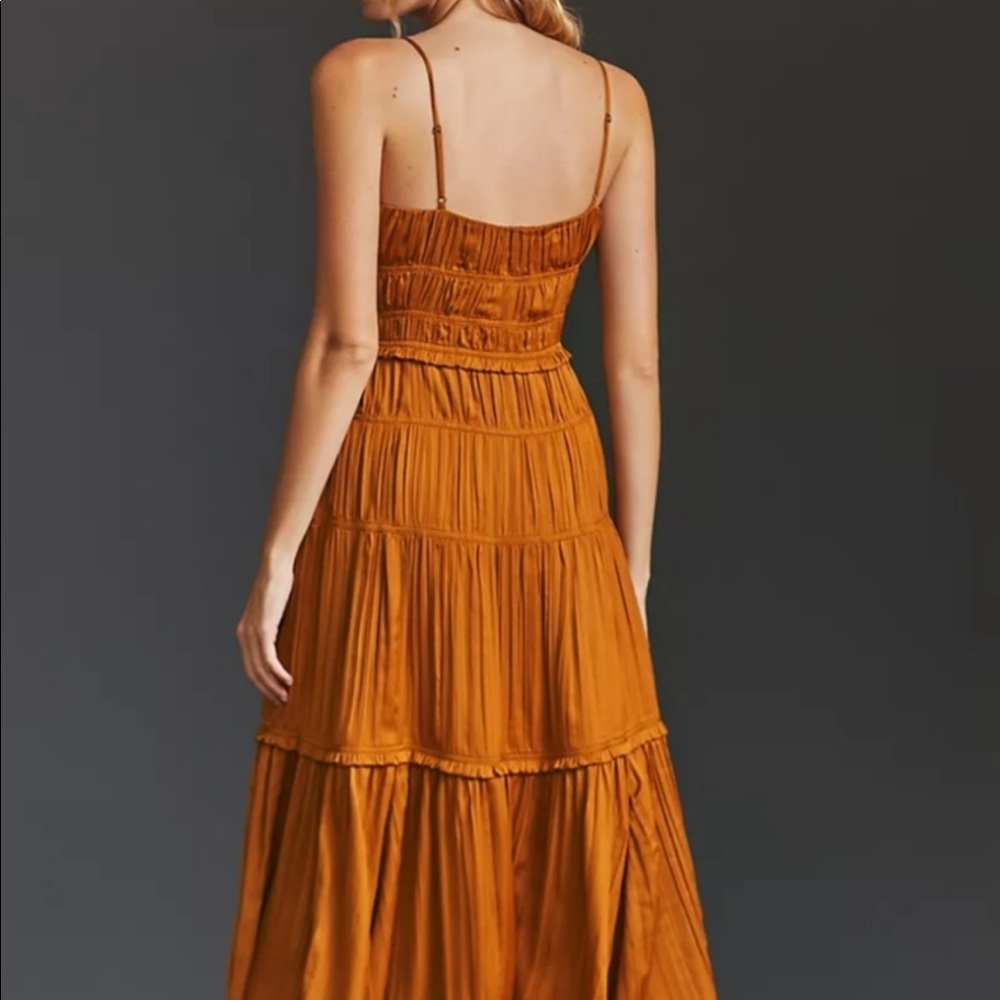 Anthropologie Ruched Slip Dress - bronze - Picture 9 of 9